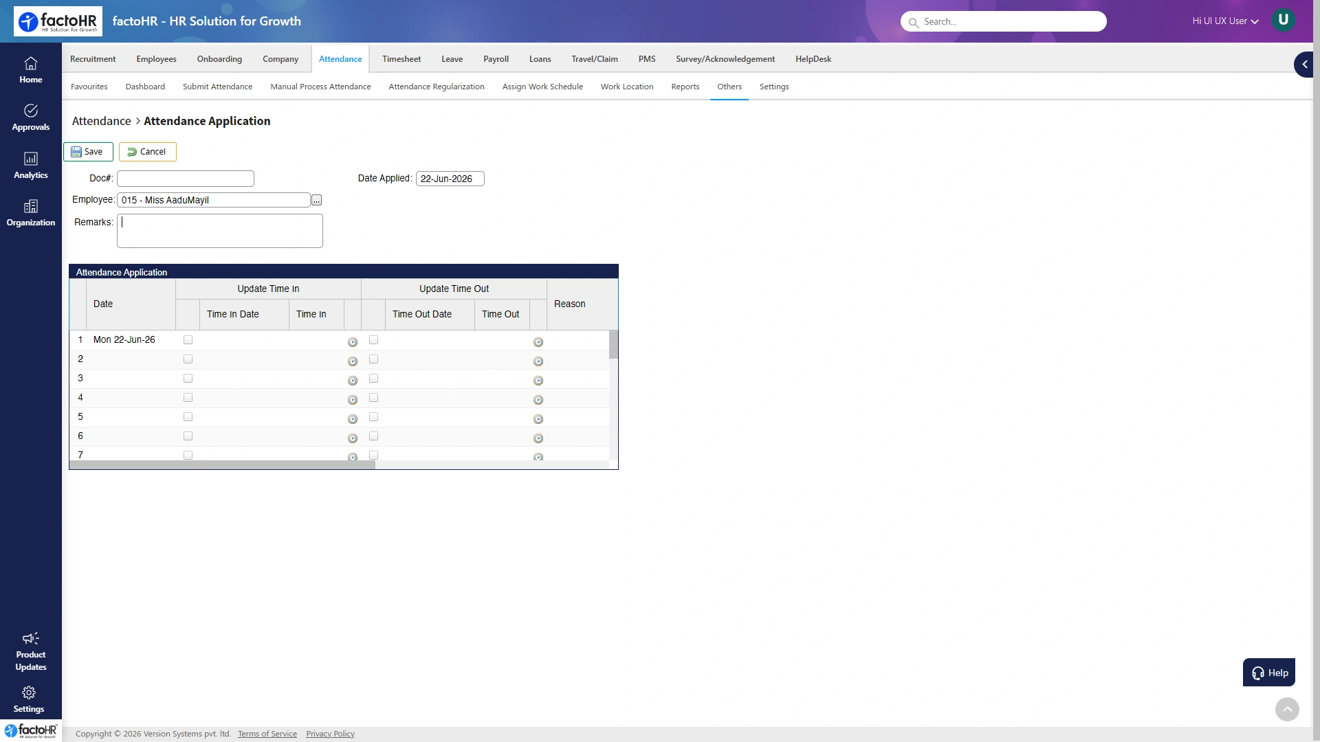 Marking attendance from the mobile app