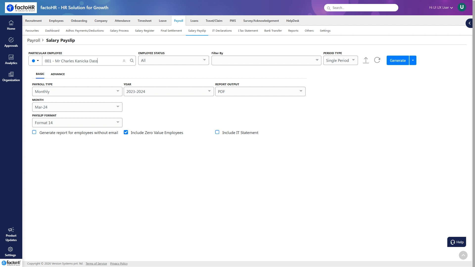 Automated payroll and payslip